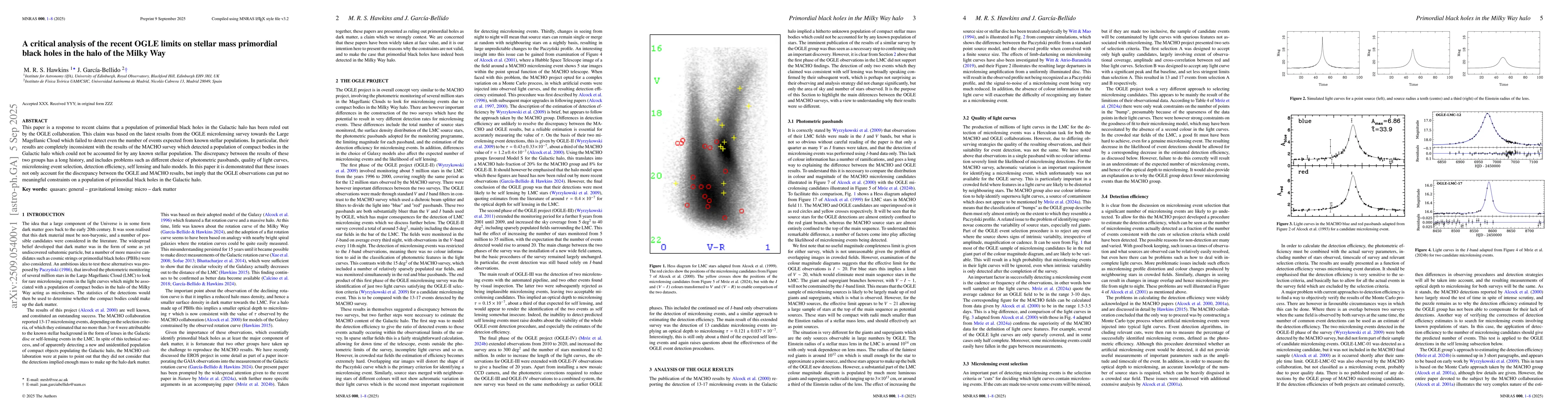 Thumbnail for A critical analysis of the recent OGLE limits on stellar mass primordial
  black holes in the halo of the Milky Way