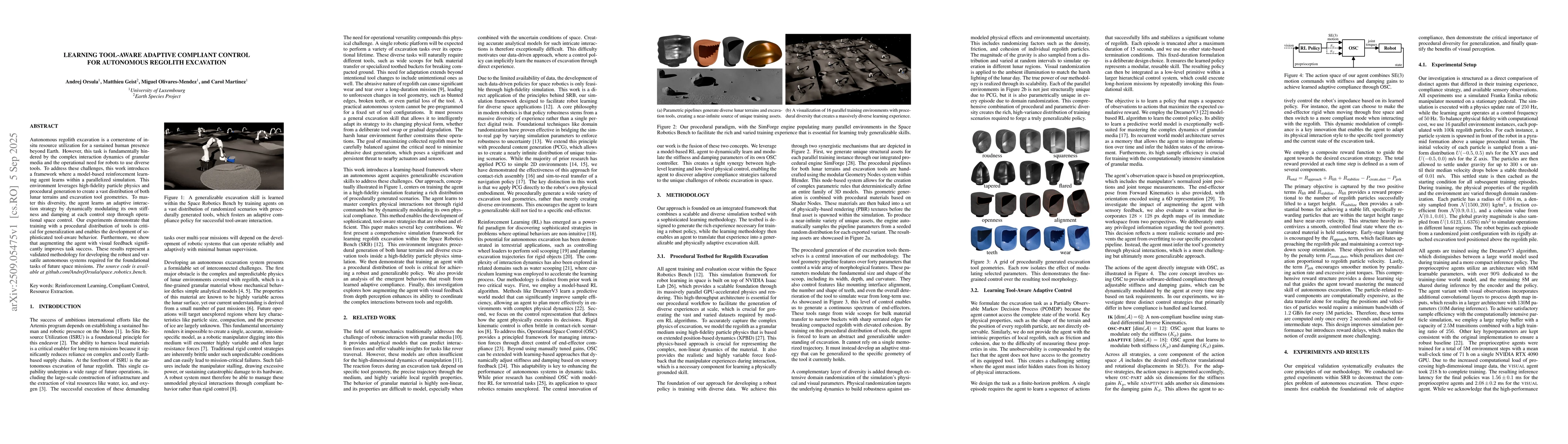 Thumbnail for Learning Tool-Aware Adaptive Compliant Control for Autonomous Regolith
  Excavation
