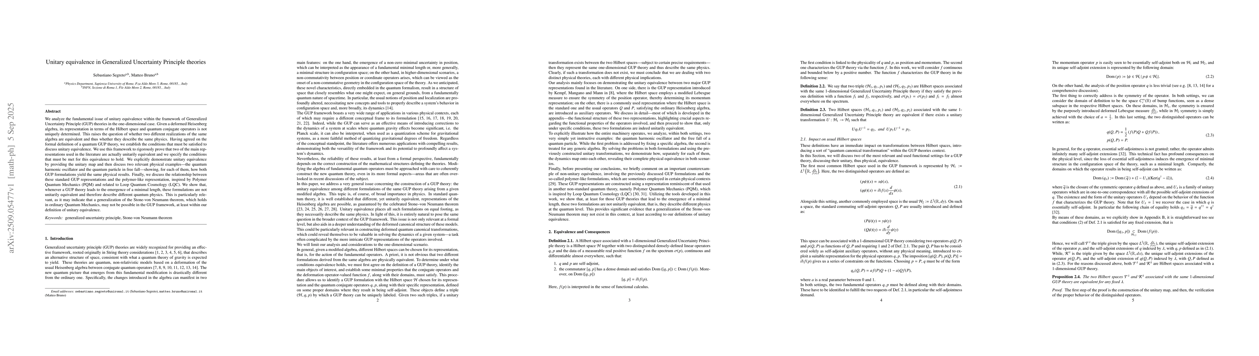 Thumbnail for Unitary equivalence in Generalized Uncertainty Principle theories