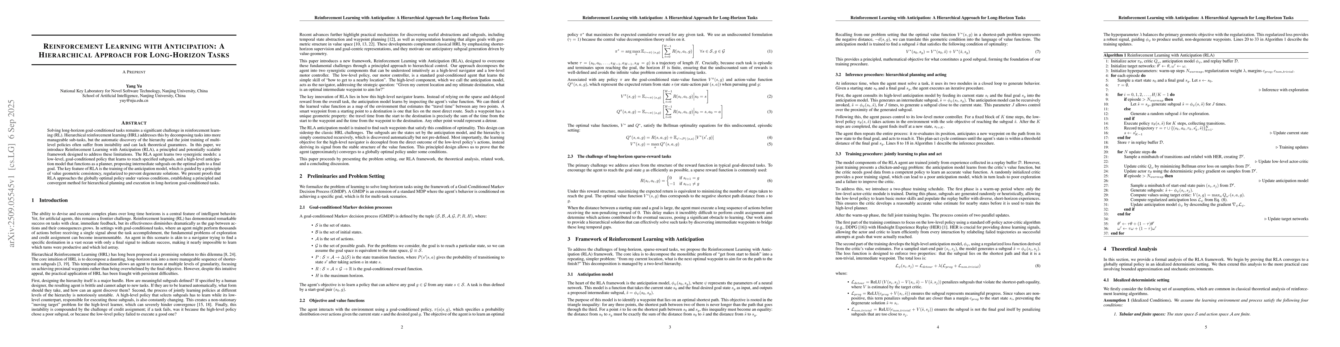 Thumbnail for Reinforcement Learning with Anticipation: A Hierarchical Approach for
  Long-Horizon Tasks