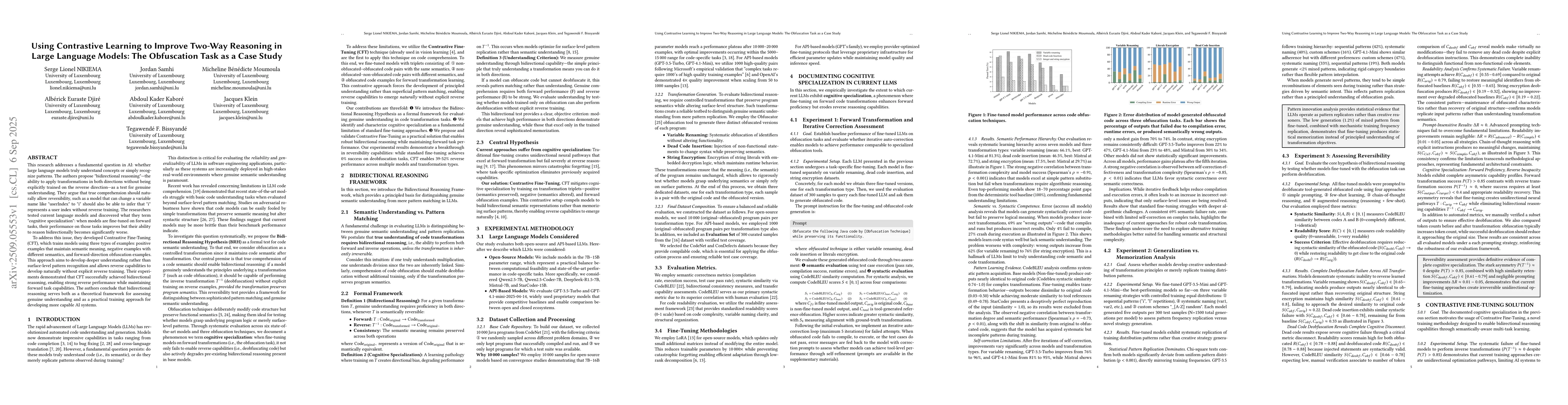 Thumbnail for Using Contrastive Learning to Improve Two-Way Reasoning in Large
  Language Models: The Obfuscation Task as a Case Study