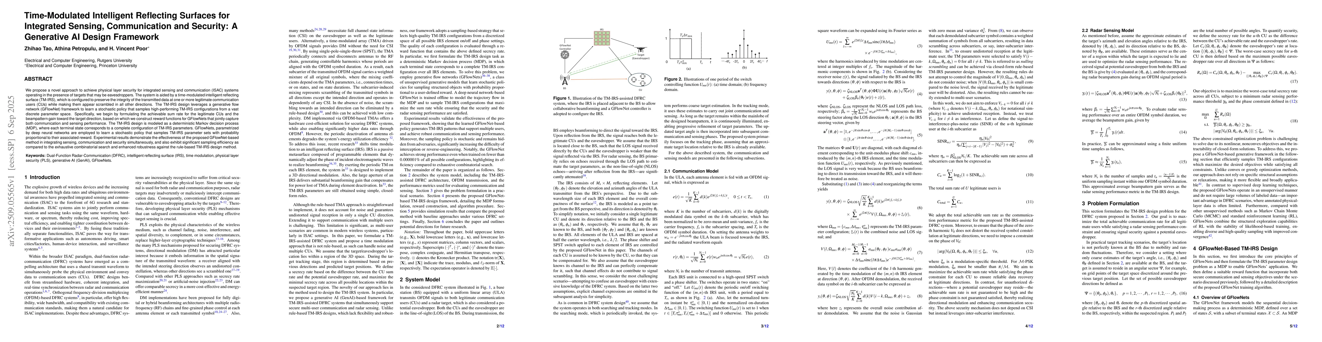 Thumbnail for Time-Modulated Intelligent Reflecting Surfaces for Integrated Sensing,
  Communication and Security: A Generative AI Design Framework
