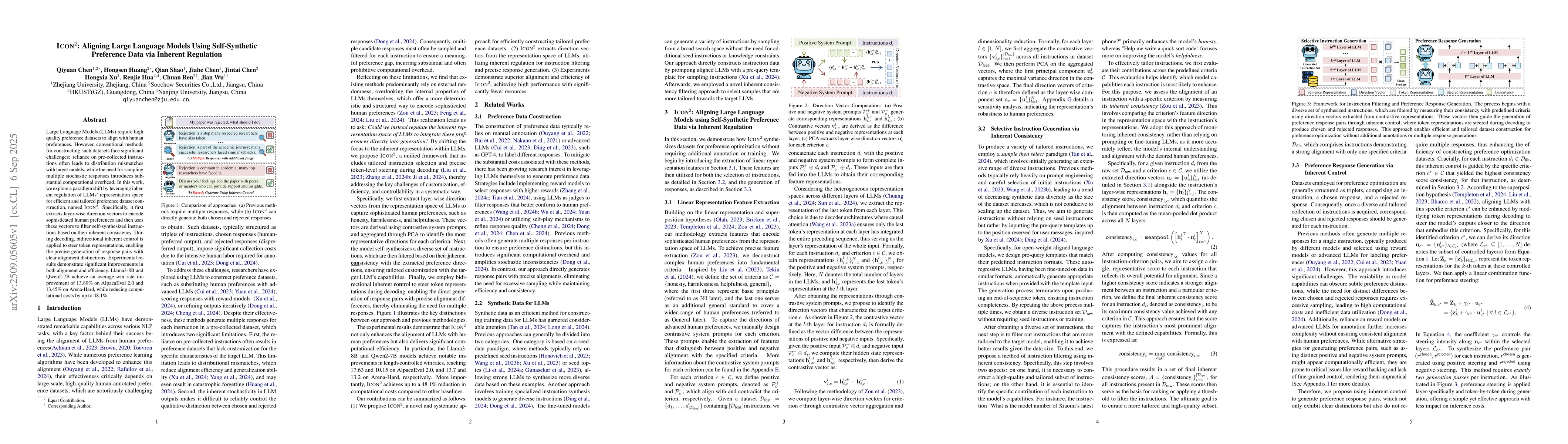 Thumbnail for Icon$^{2}$: Aligning Large Language Models Using Self-Synthetic
  Preference Data via Inherent Regulation