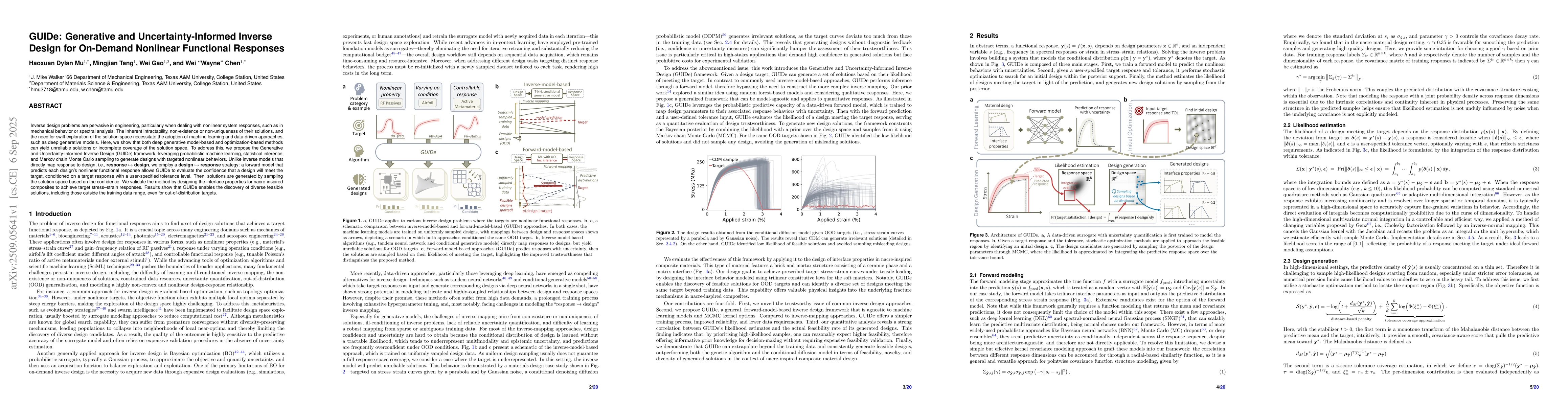 Thumbnail for GUIDe: Generative and Uncertainty-Informed Inverse Design for On-Demand
  Nonlinear Functional Responses