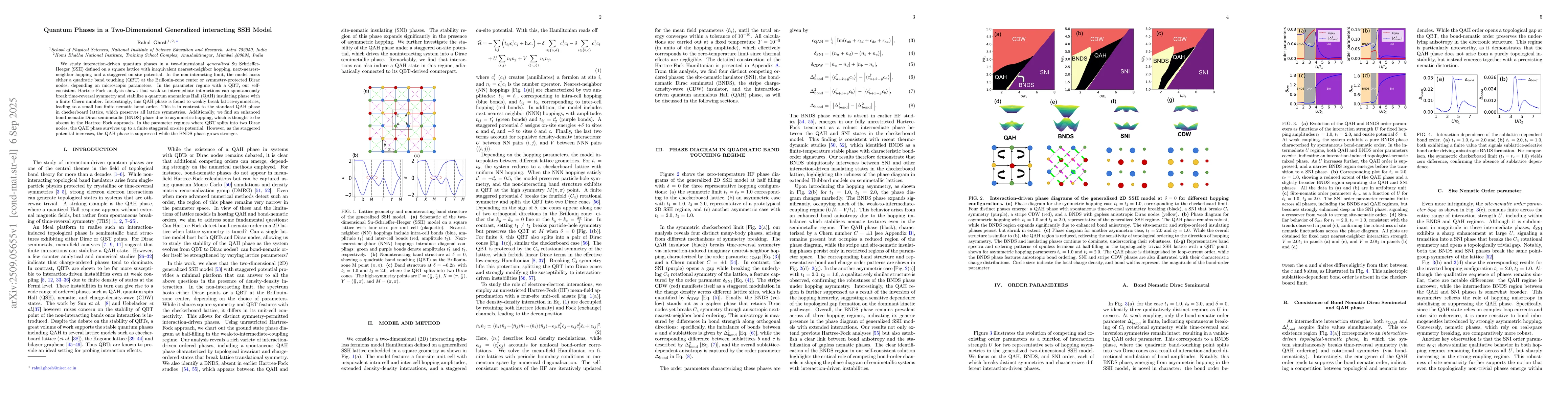 Thumbnail for Quantum Phases in a Two-Dimensional Generalized interacting SSH Model