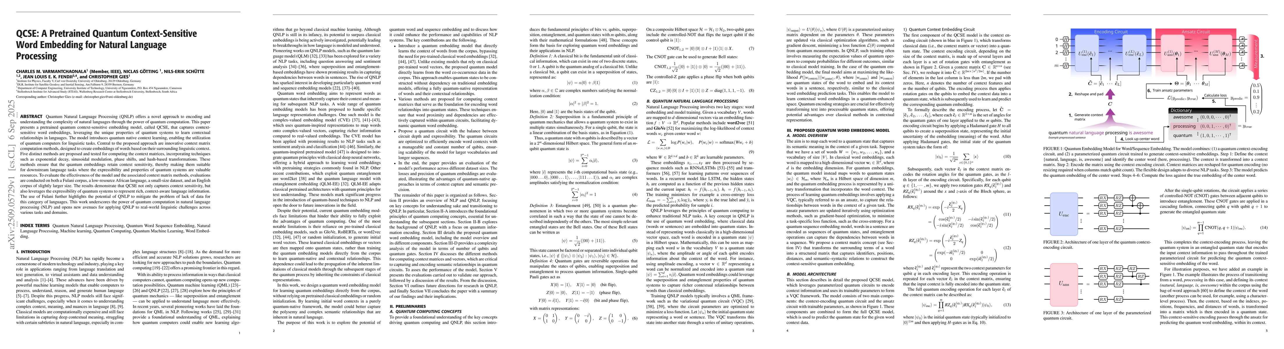 Thumbnail for QCSE: A Pretrained Quantum Context-Sensitive Word Embedding for Natural
  Language Processing