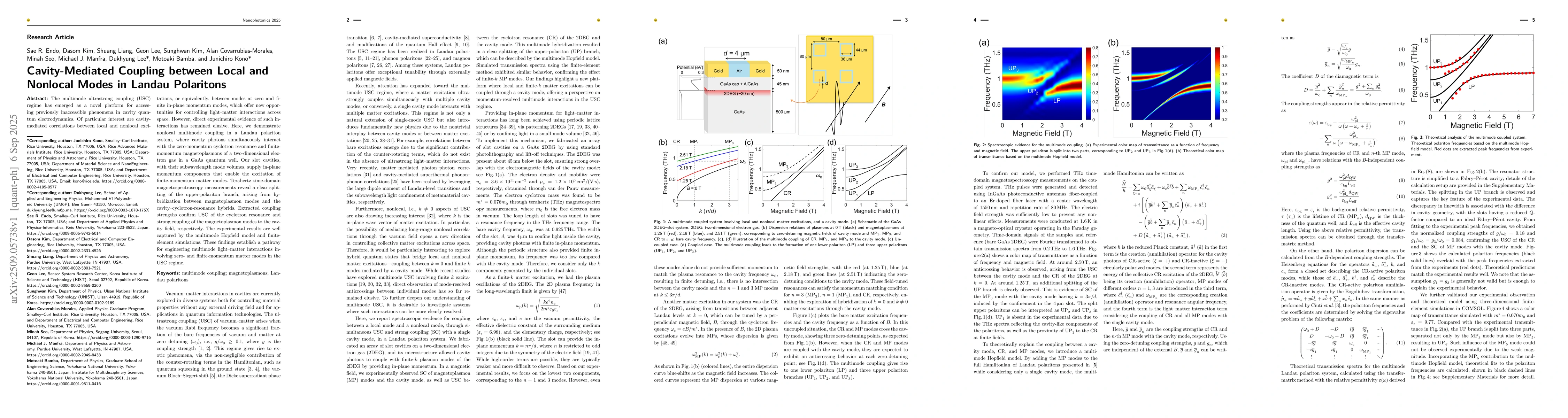 Thumbnail for Cavity-Mediated Coupling between Local and Nonlocal Modes in Landau
  Polaritons