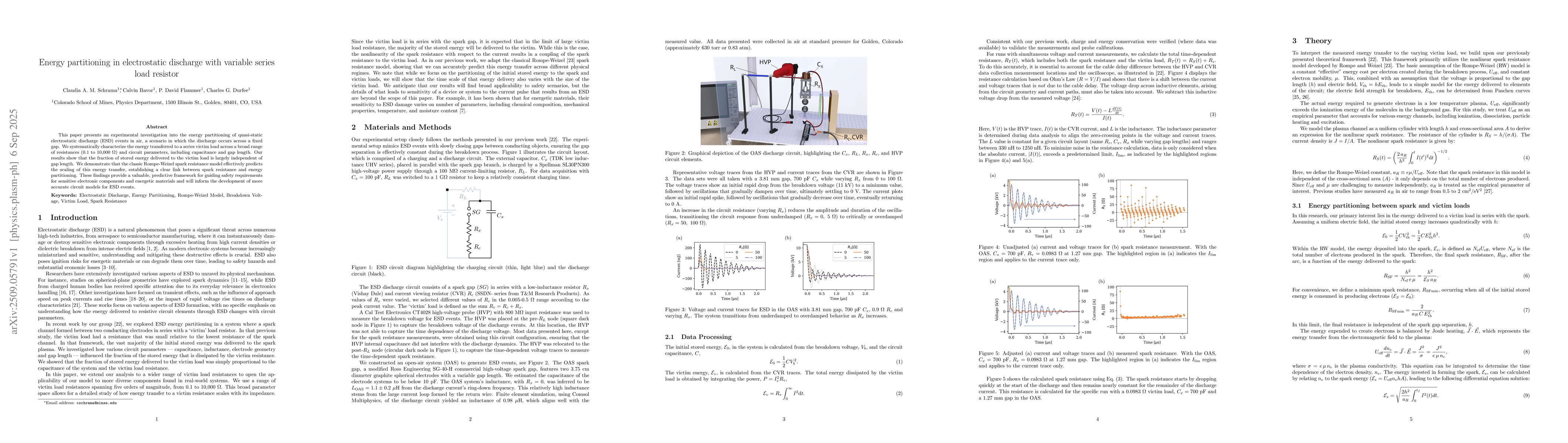 Thumbnail for Energy partitioning in electrostatic discharge with variable series load
  resistor