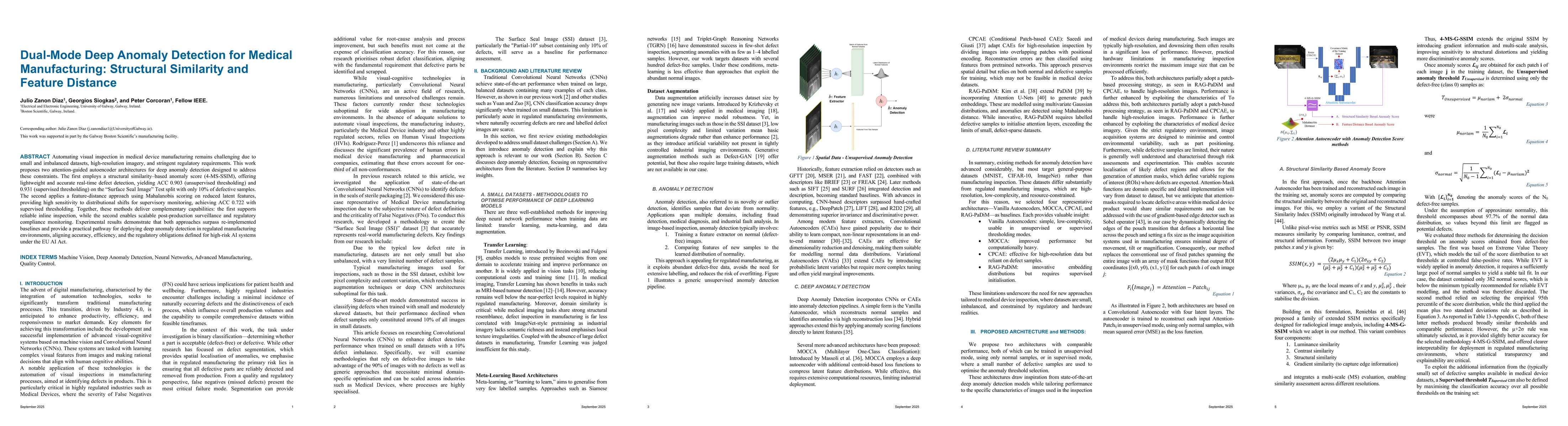 Thumbnail for Dual-Mode Deep Anomaly Detection for Medical Manufacturing: Structural
  Similarity and Feature Distance