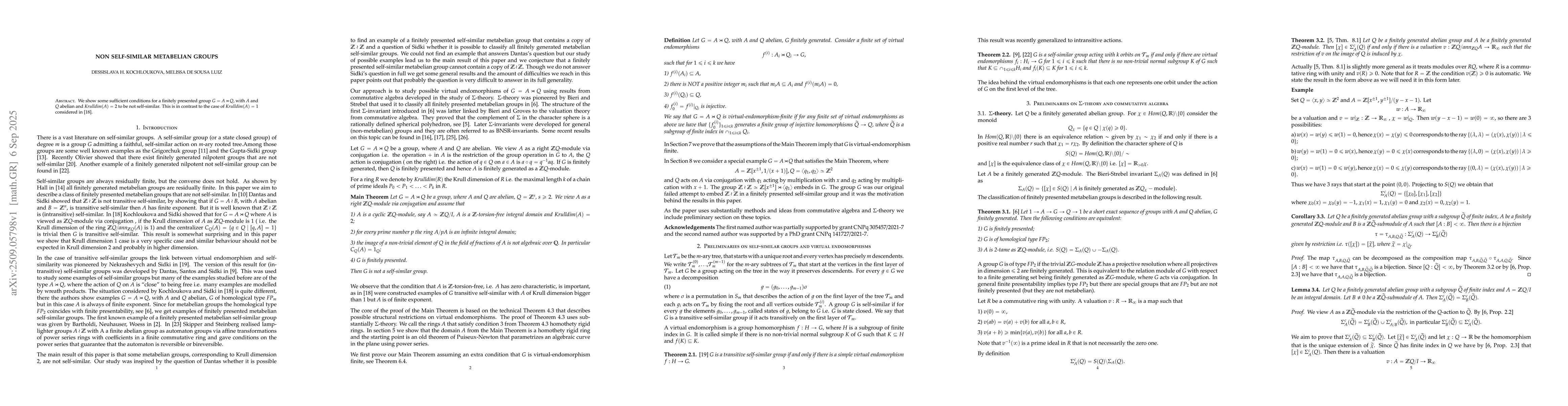 Thumbnail for Non self-similar metabelian groups