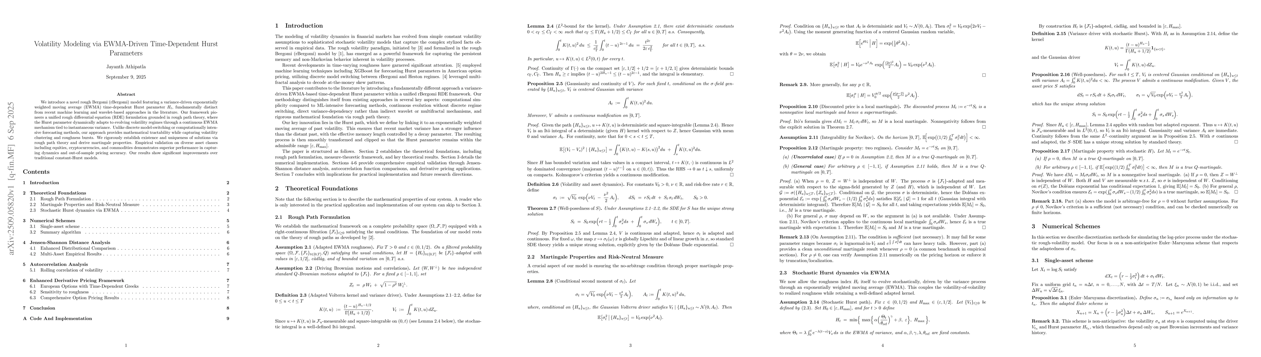 Thumbnail for Volatility Modeling via EWMA-Driven Time-Dependent Hurst Parameters