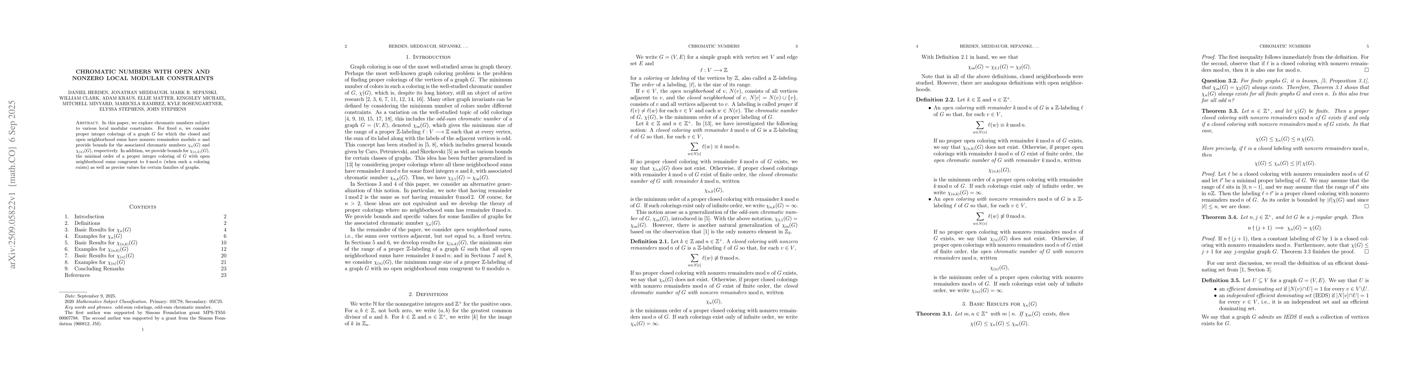 Thumbnail for Chromatic numbers with open and nonzero local modular constraints