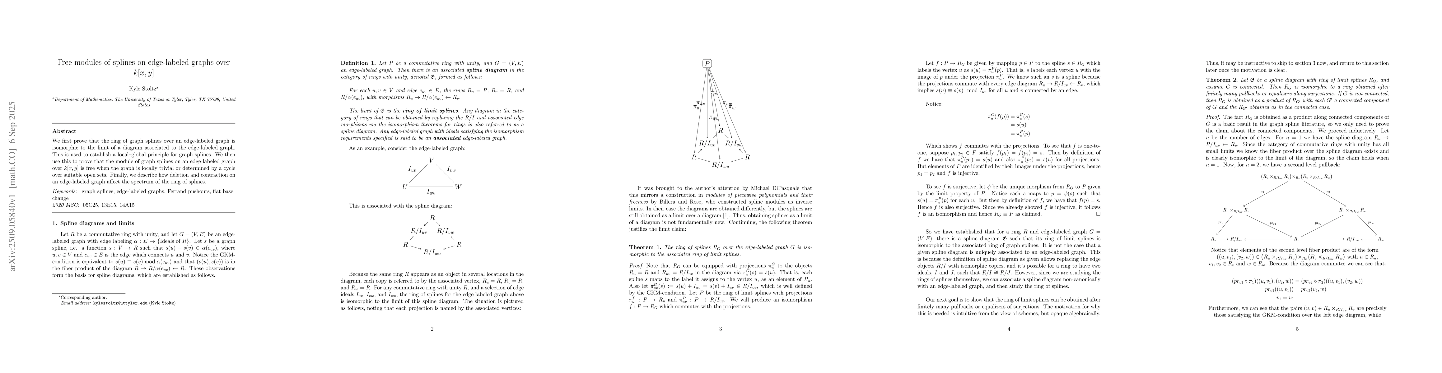 Thumbnail for Free modules of splines on edge-labeled graphs over $k[x,y]$