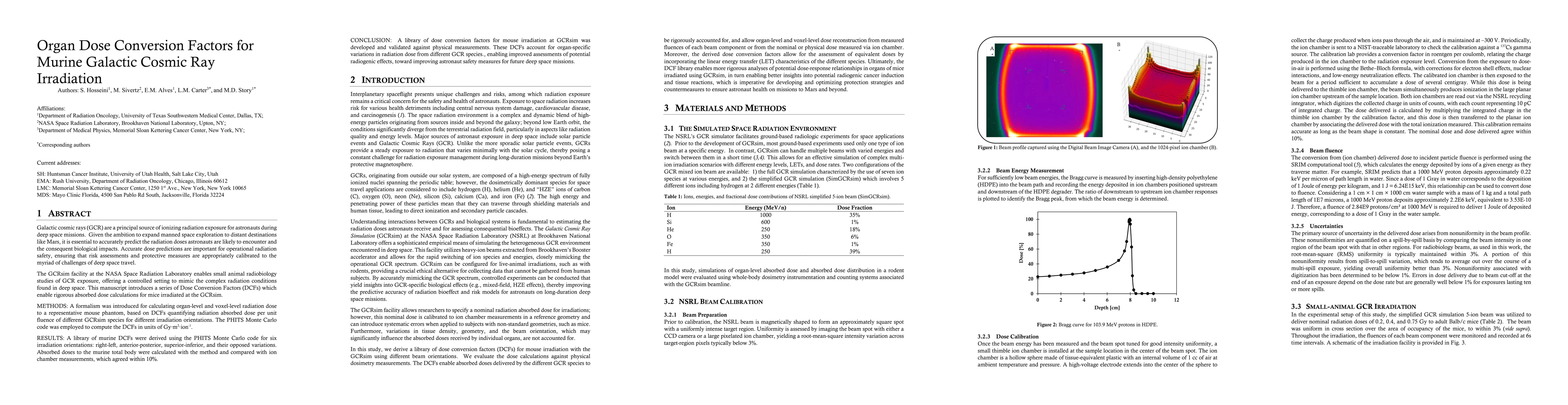 Thumbnail for Organ Dose Conversion Factors for Murine Galactic Cosmic Ray Irradiation