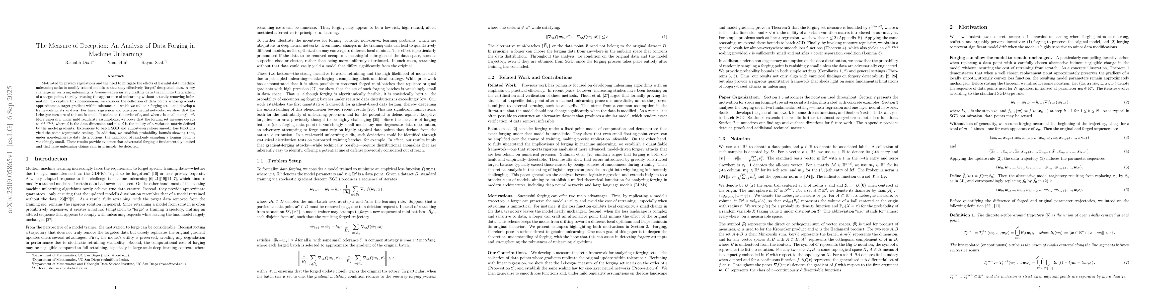 Thumbnail for The Measure of Deception: An Analysis of Data Forging in Machine
  Unlearning