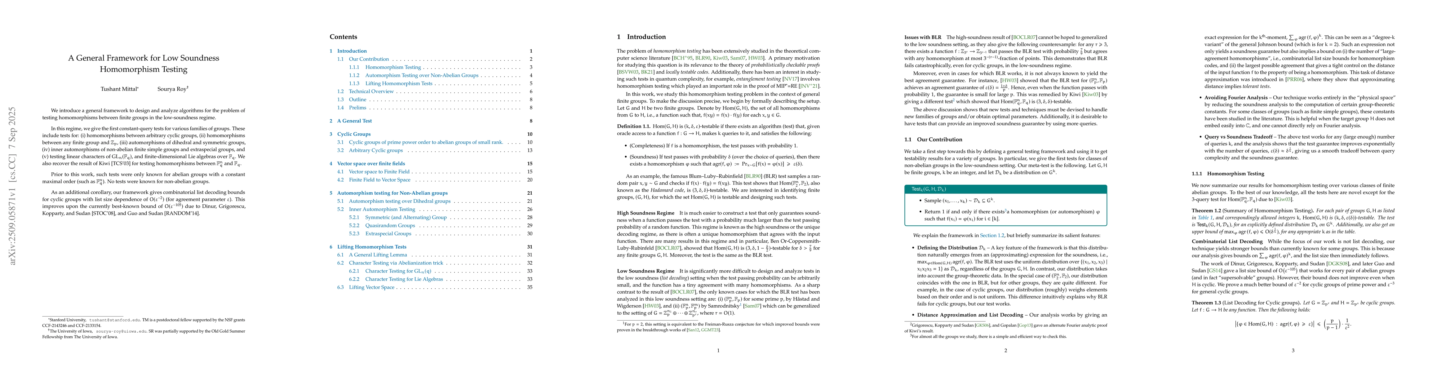 Thumbnail for A General Framework for Low Soundness Homomorphism Testing