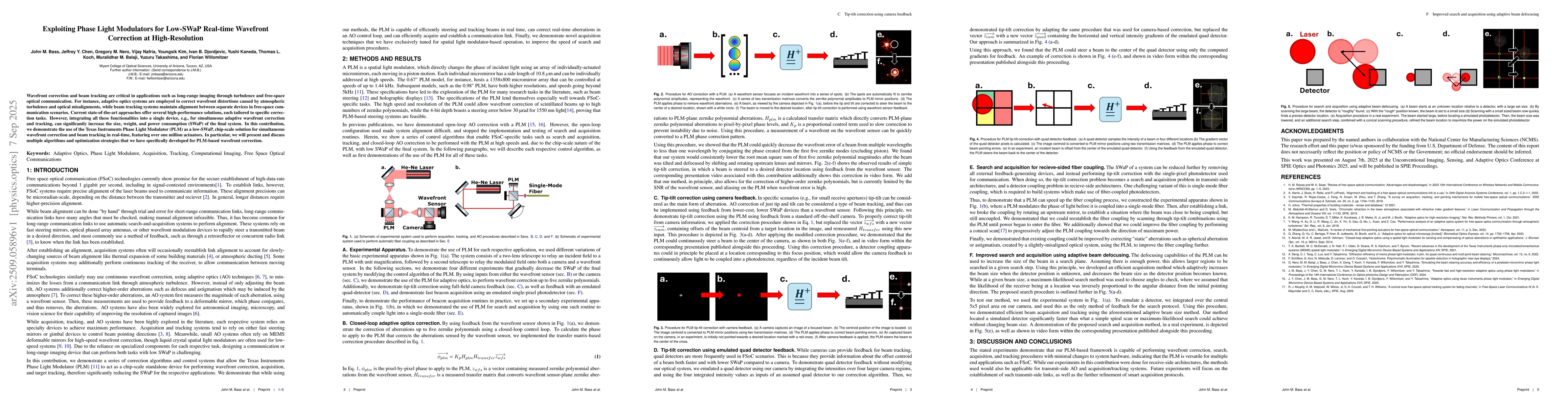 Thumbnail for Exploiting Phase Light Modulators for Low-SWaP Real-time Wavefront
  Correction at High-Resolution