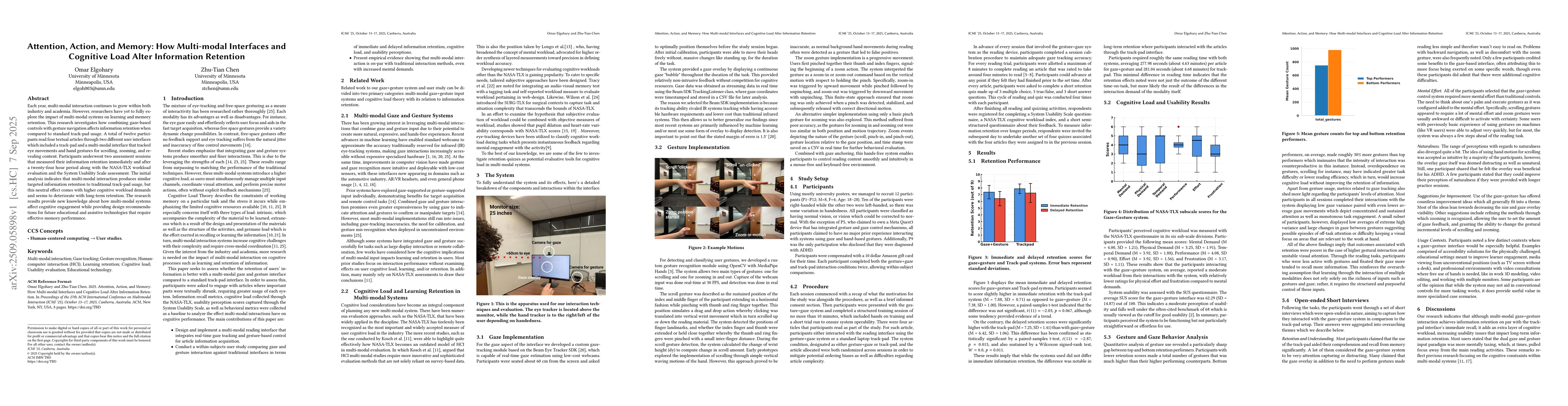 Thumbnail for Attention, Action, and Memory: How Multi-modal Interfaces and Cognitive
  Load Alter Information Retention