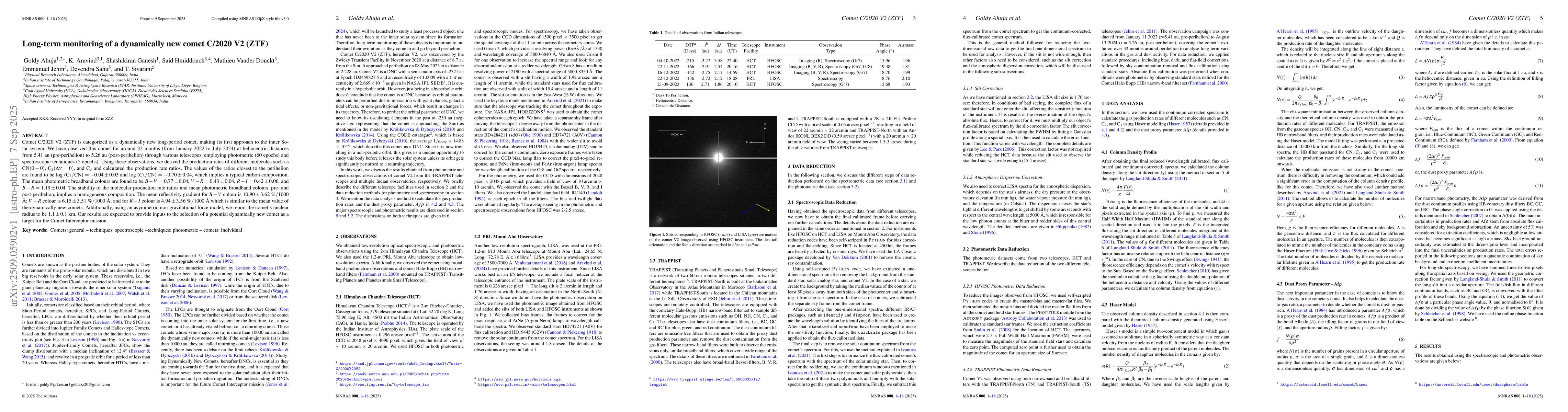 Thumbnail for Long-term monitoring of a dynamically new comet C/2020 V2 (ZTF)