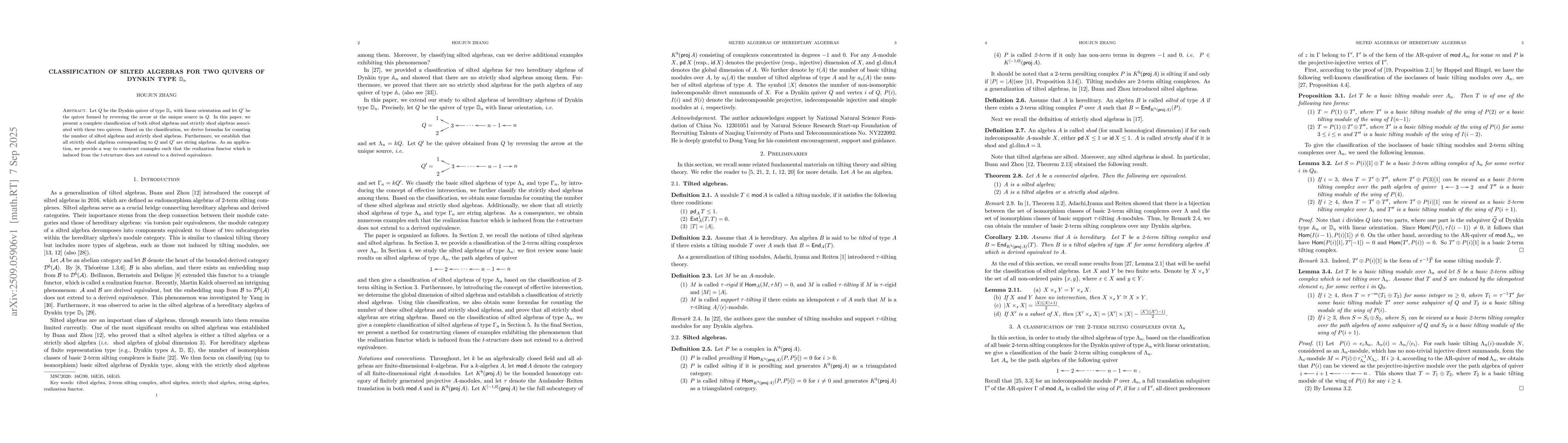 Thumbnail for Classification of silted algebras for two quivers of Dynkin type
  $\mathbb{D}_{n}$