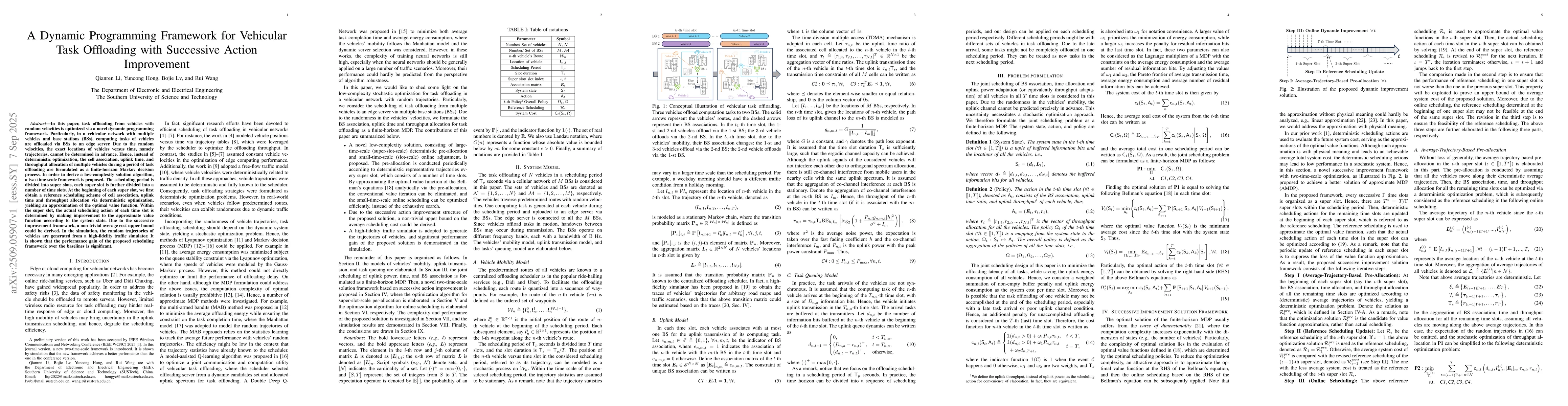 Thumbnail for A Dynamic Programming Framework for Vehicular Task Offloading with
  Successive Action Improvement