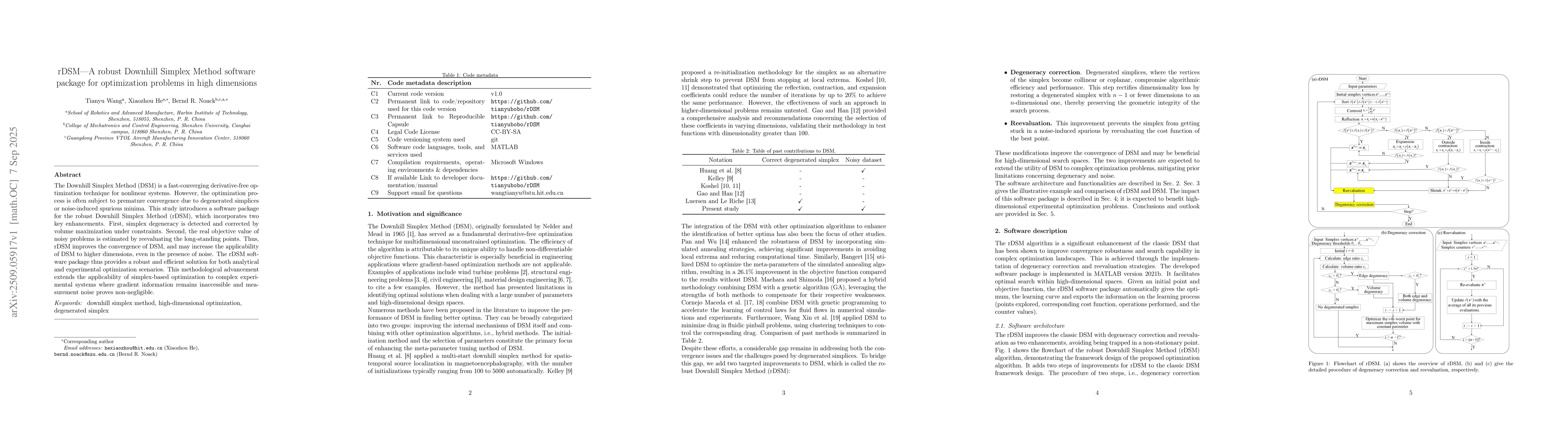 Thumbnail for rDSM -- A robust Downhill Simplex Method software package for
  optimization problems in high dimensions