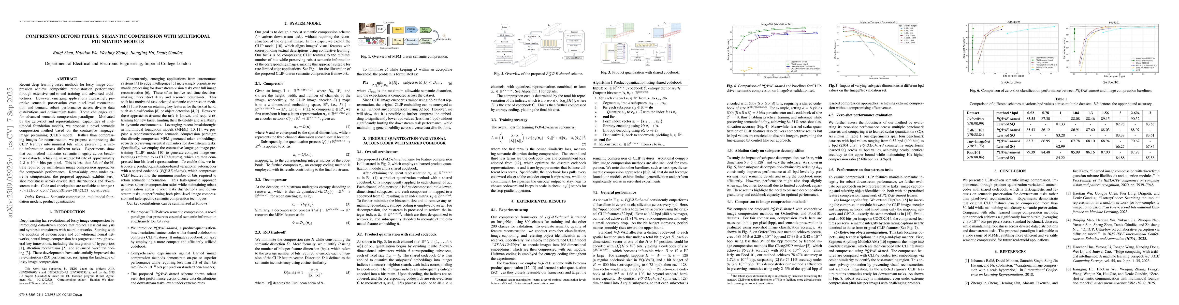 Thumbnail for Compression Beyond Pixels: Semantic Compression with Multimodal
  Foundation Models