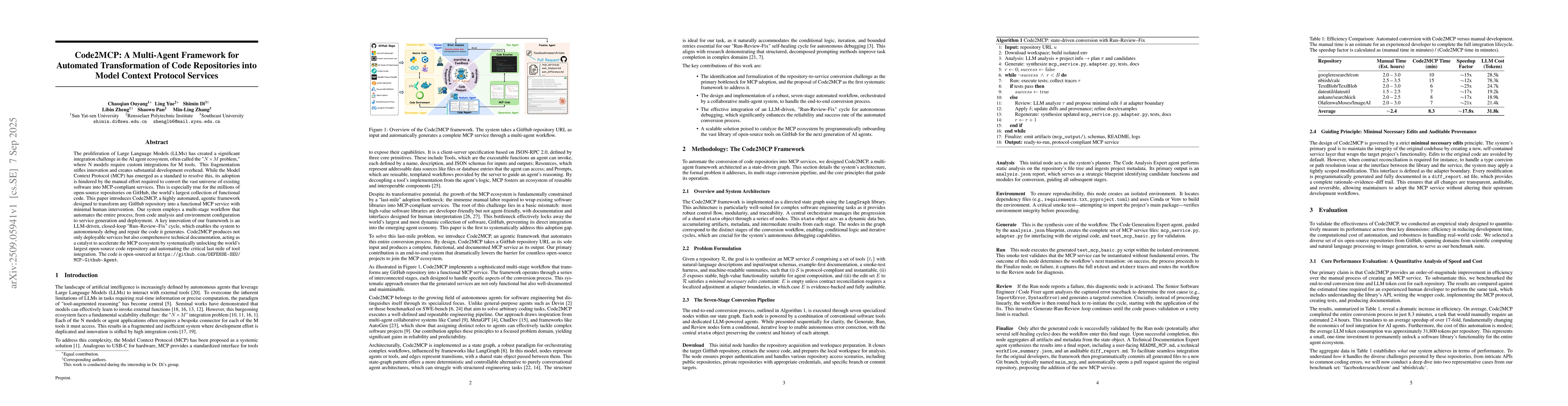 Thumbnail for Code2MCP: A Multi-Agent Framework for Automated Transformation of Code
  Repositories into Model Context Protocol Services