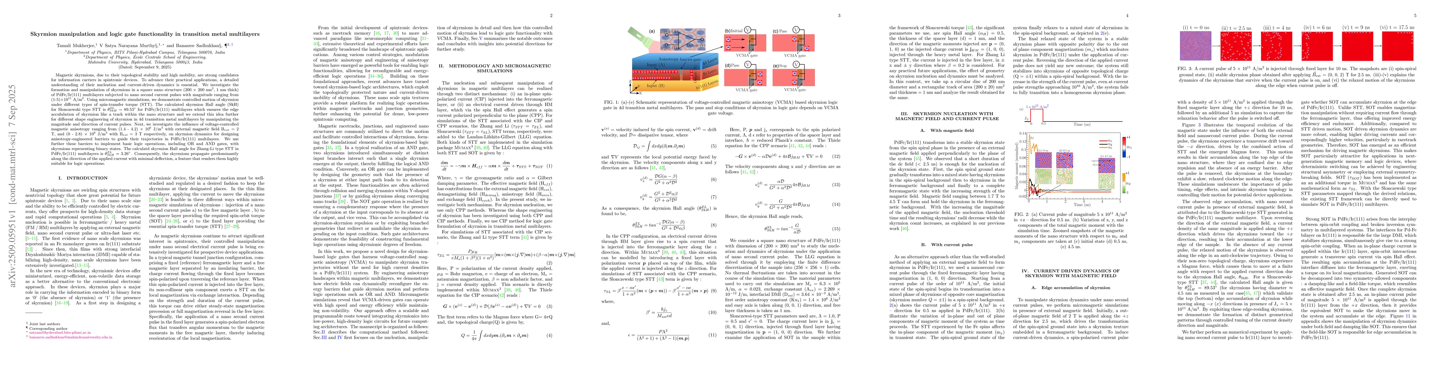 Thumbnail for Skyrmion manipulation and logic gate functionality in transition metal
  multilayers