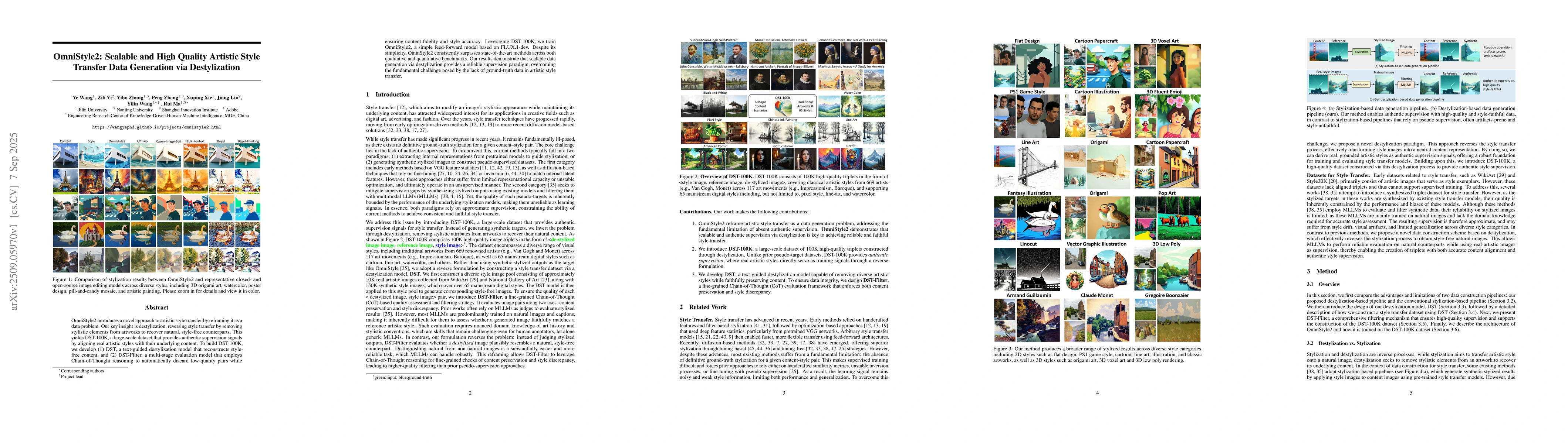Thumbnail for OmniStyle2: Scalable and High Quality Artistic Style Transfer Data
  Generation via Destylization