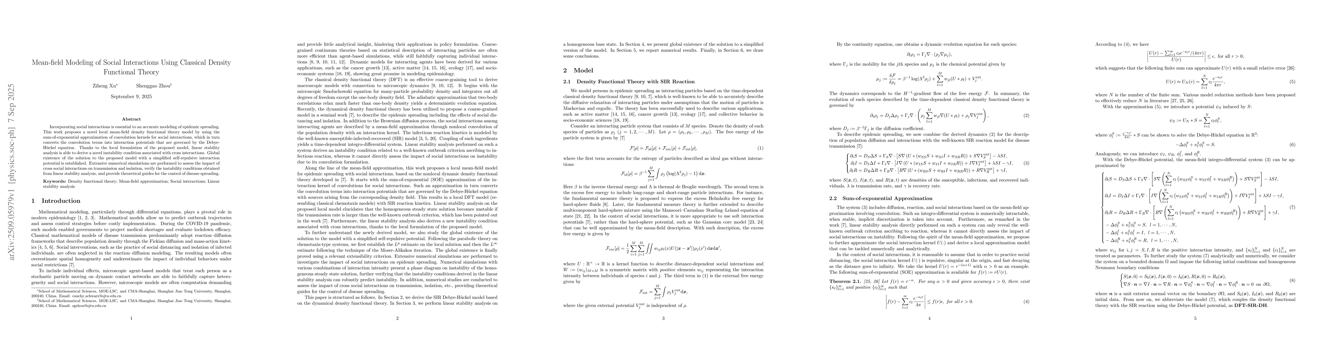 Thumbnail for Mean-field Modeling of Social Interactions Using Classical Density
  Functional Theory