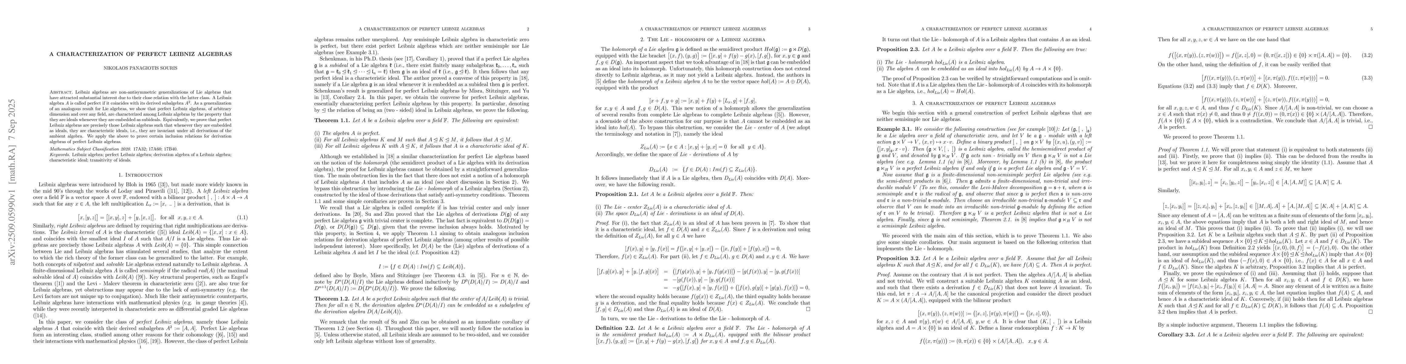 Thumbnail for A characterization of perfect Leibniz algebras