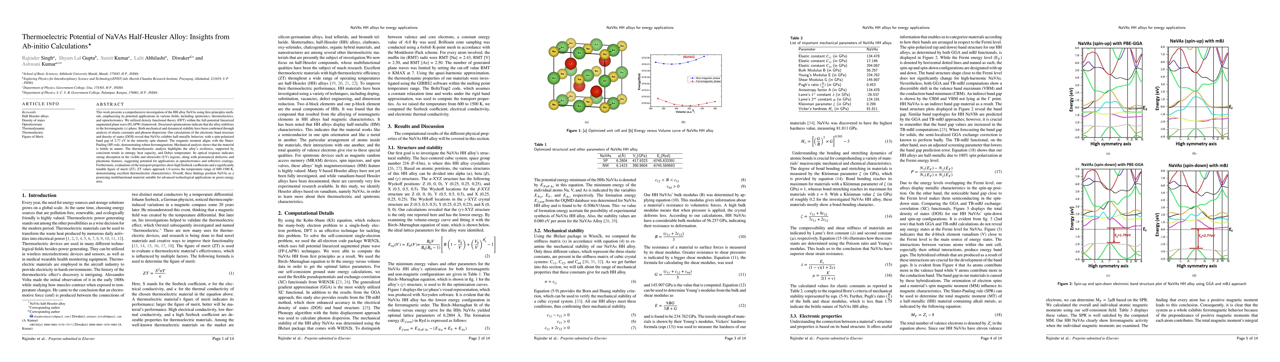 Thumbnail for Thermoelectric Potential of NaVAs Half-Heusler Alloy: Insights from
  Ab-initio Calculations