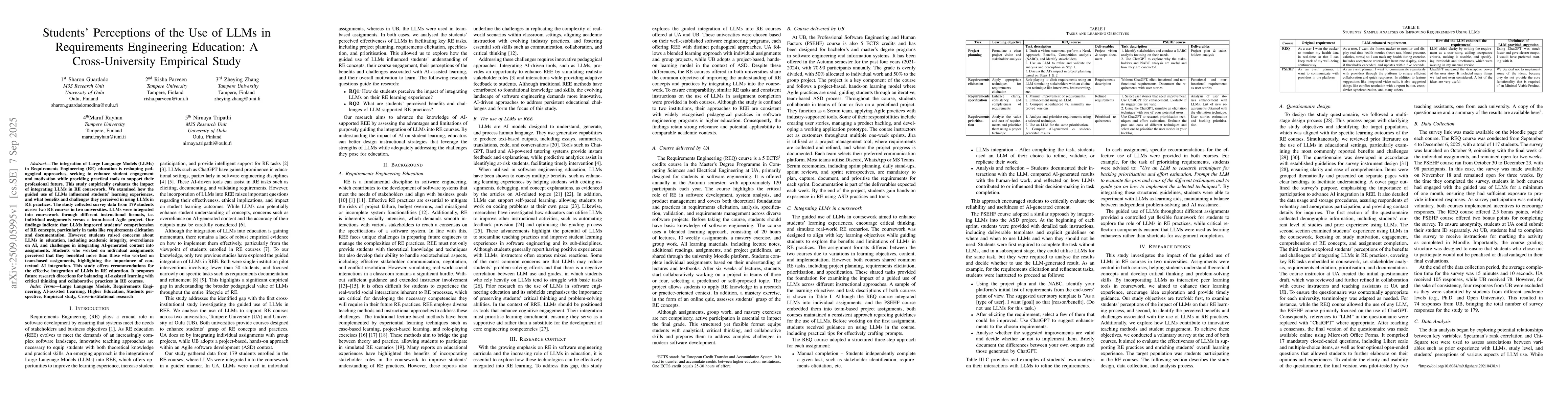 Thumbnail for Students' Perception of LLM Use in Requirements Engineering Education:
  An Empirical Study Across Two Universities