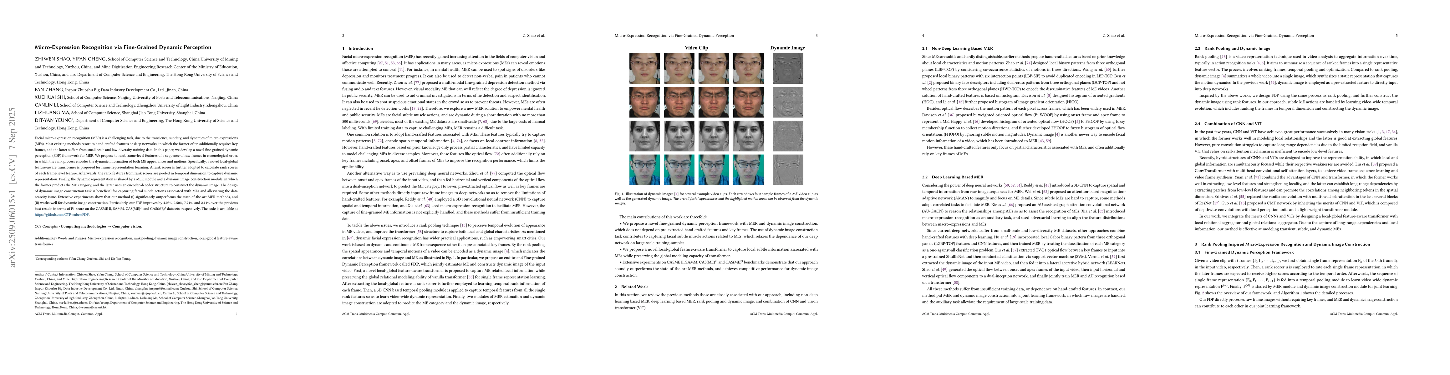 Thumbnail for Micro-Expression Recognition via Fine-Grained Dynamic Perception
