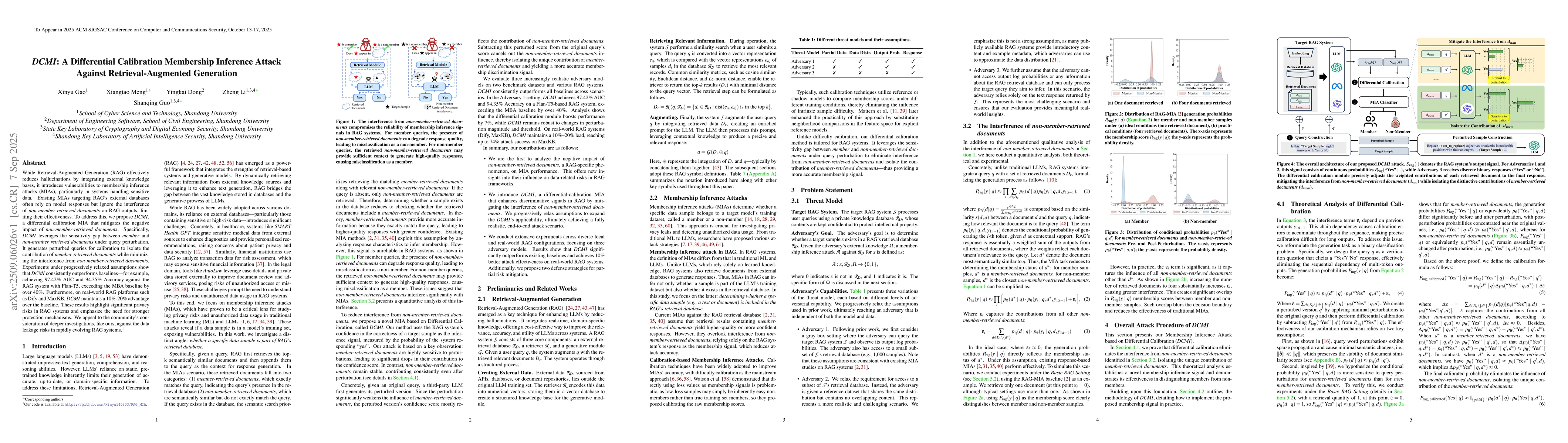 Thumbnail for DCMI: A Differential Calibration Membership Inference Attack Against
  Retrieval-Augmented Generation