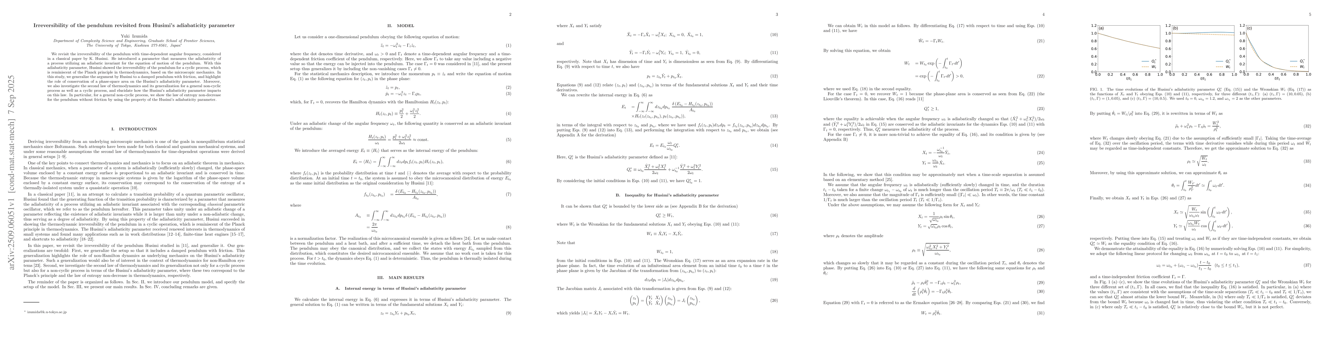 Thumbnail for Irreversibility of the pendulum revisited from Husimi's adiabaticity
  parameter