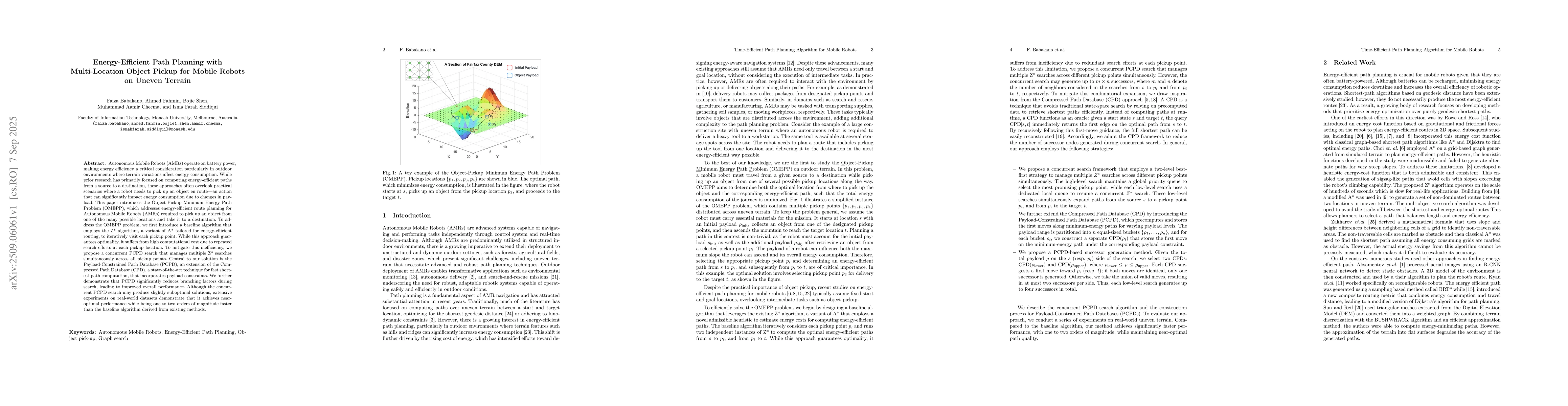 Thumbnail for Energy-Efficient Path Planning with Multi-Location Object Pickup for
  Mobile Robots on Uneven Terrain