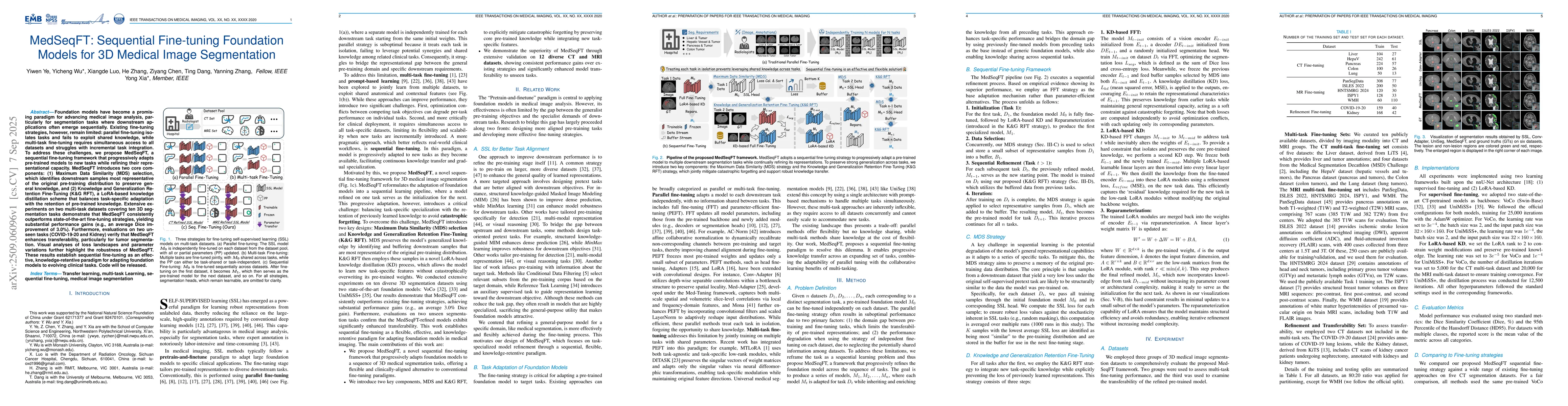 Thumbnail for MedSeqFT: Sequential Fine-tuning Foundation Models for 3D Medical Image
  Segmentation