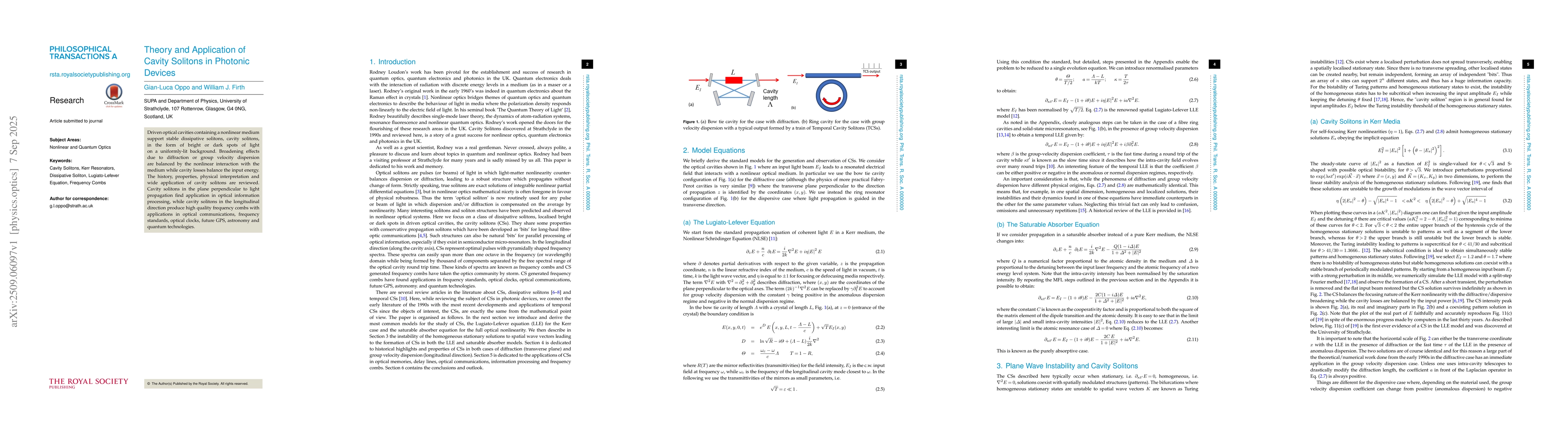 Thumbnail for Theory and Application of Cavity Solitons in Photonic Devices