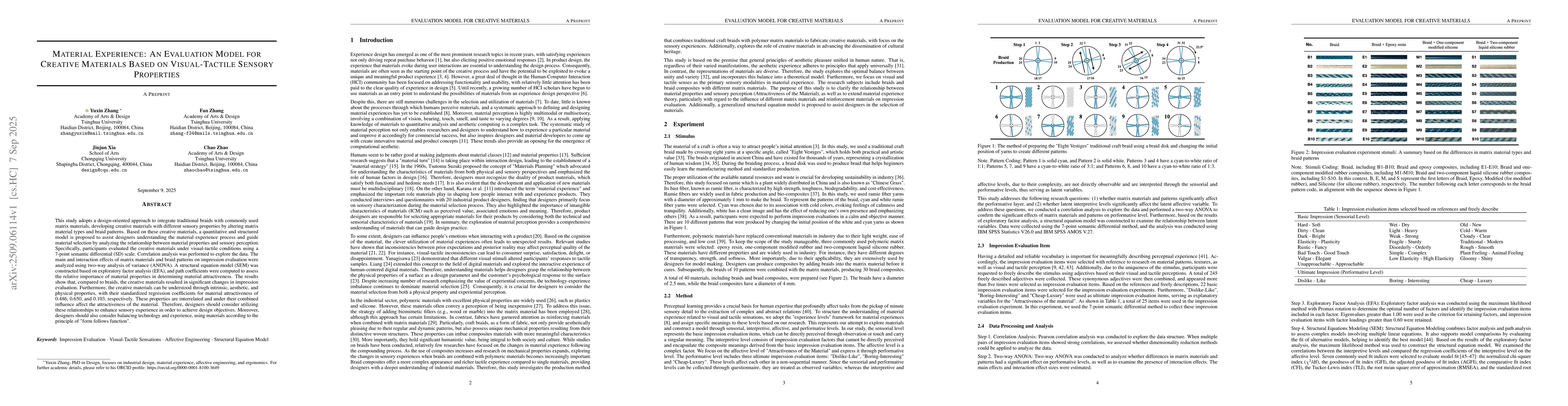 Thumbnail for Material Experience: An Evaluation Model for Creative Materials Based on
  Visual-Tactile Sensory Properties