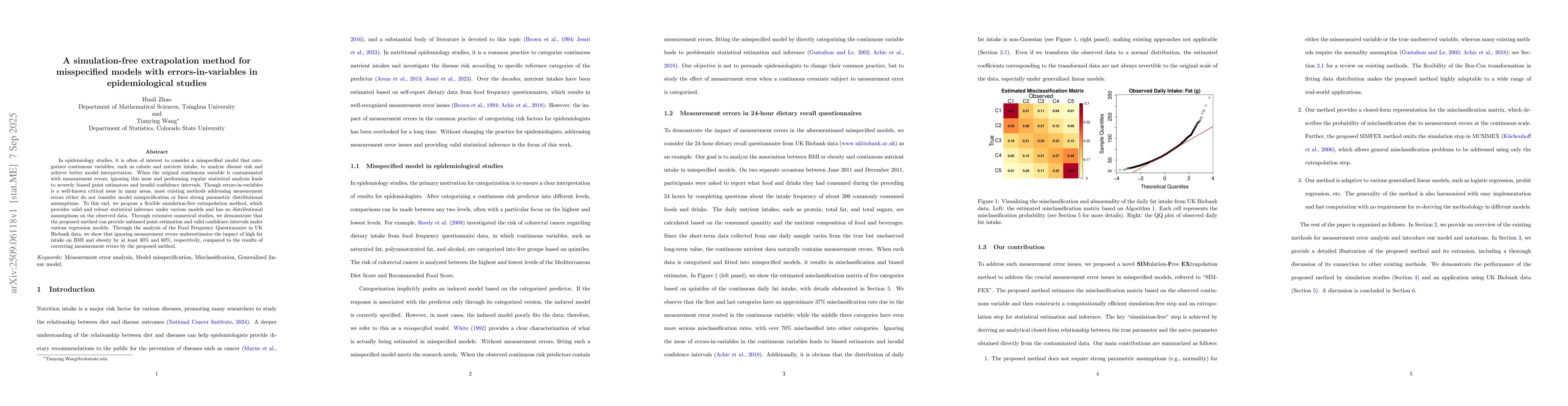 Thumbnail for A simulation-free extrapolation method for misspecified models with
  errors-in-variables in epidemiological studies