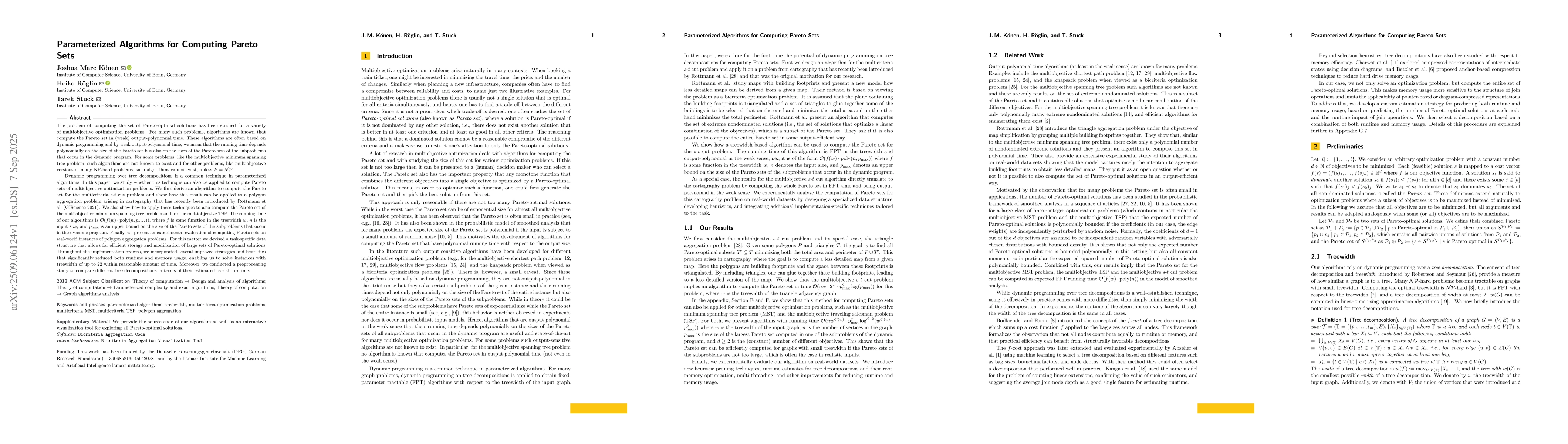 Thumbnail for Parameterized Algorithms for Computing Pareto Sets