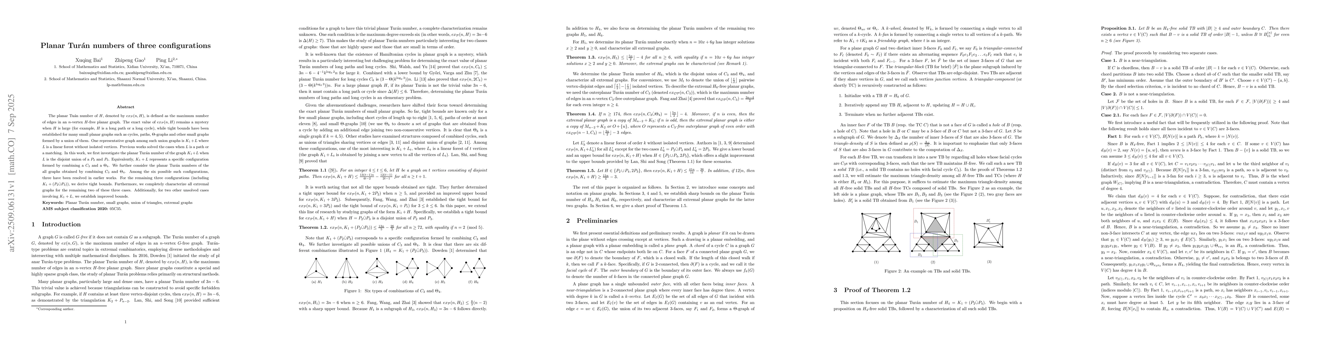 Thumbnail for Planar Turán numbers of three configurations