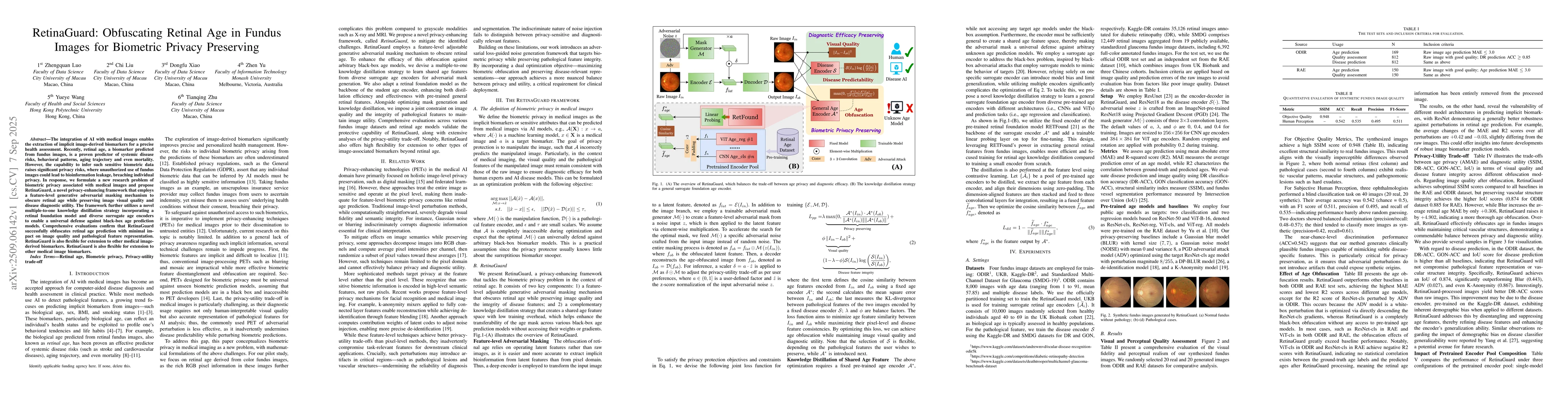 Thumbnail for RetinaGuard: Obfuscating Retinal Age in Fundus Images for Biometric
  Privacy Preserving