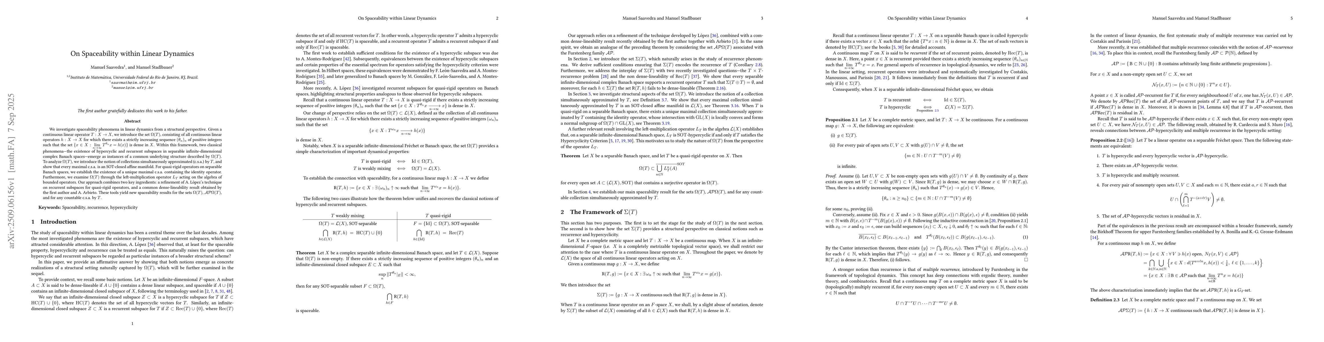 Thumbnail for On Spaceability within Linear Dynamics