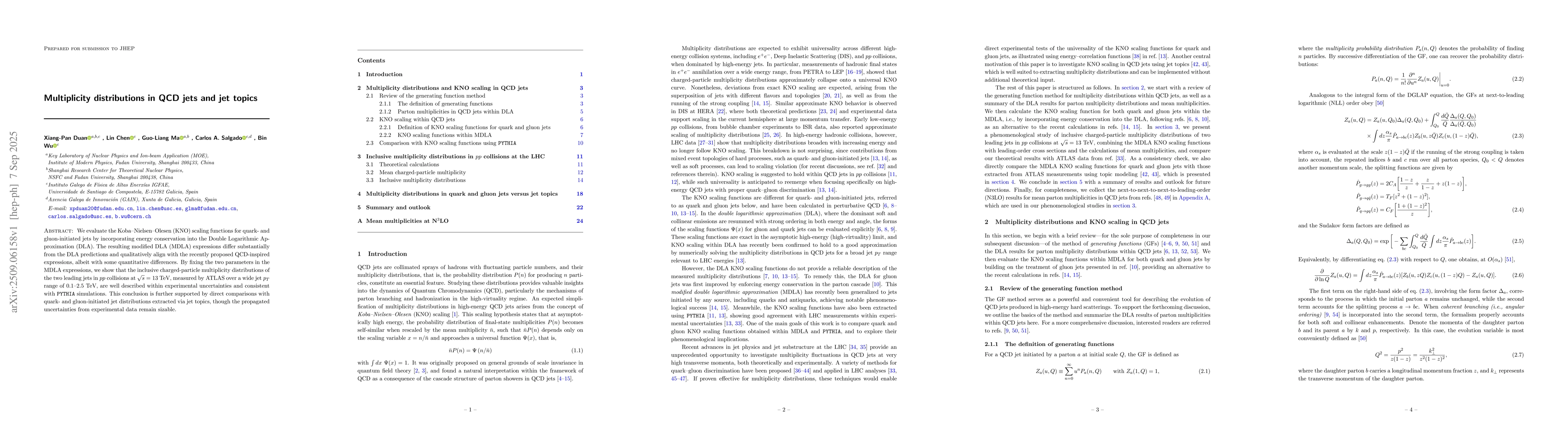 Thumbnail for Multiplicity distributions in QCD jets and jet topics