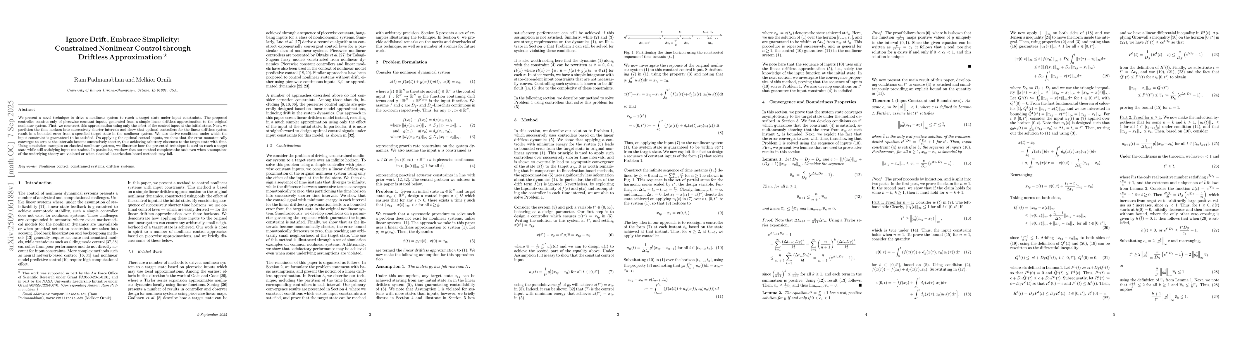 Thumbnail for Ignore Drift, Embrace Simplicity: Constrained Nonlinear Control through
  Driftless Approximation