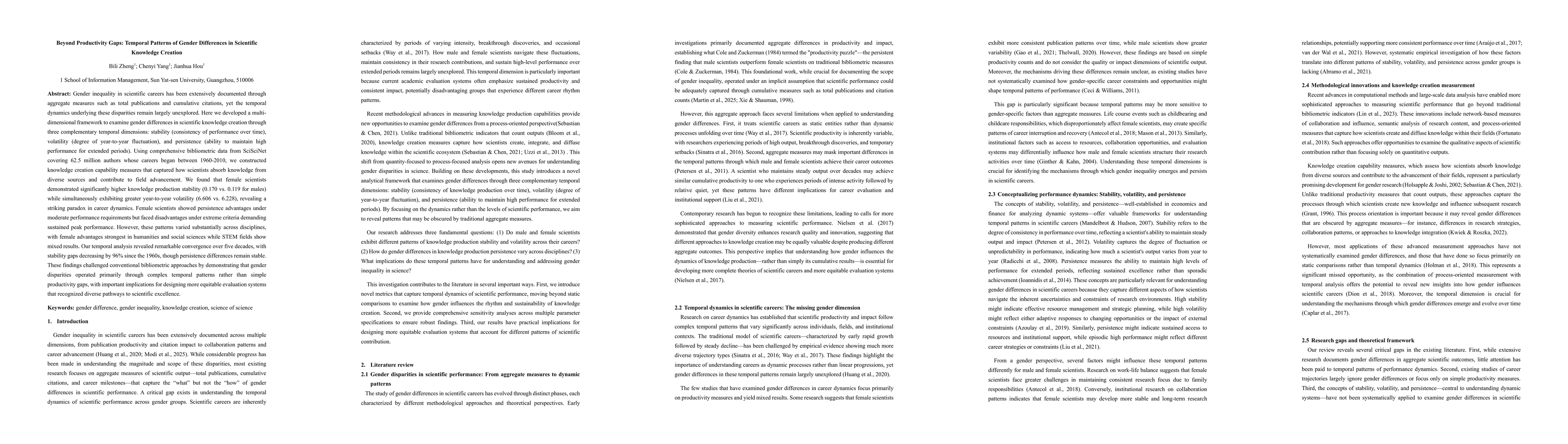Thumbnail for Beyond Productivity Gaps: Temporal Patterns of Gender Differences in
  Scientific Knowledge Creation