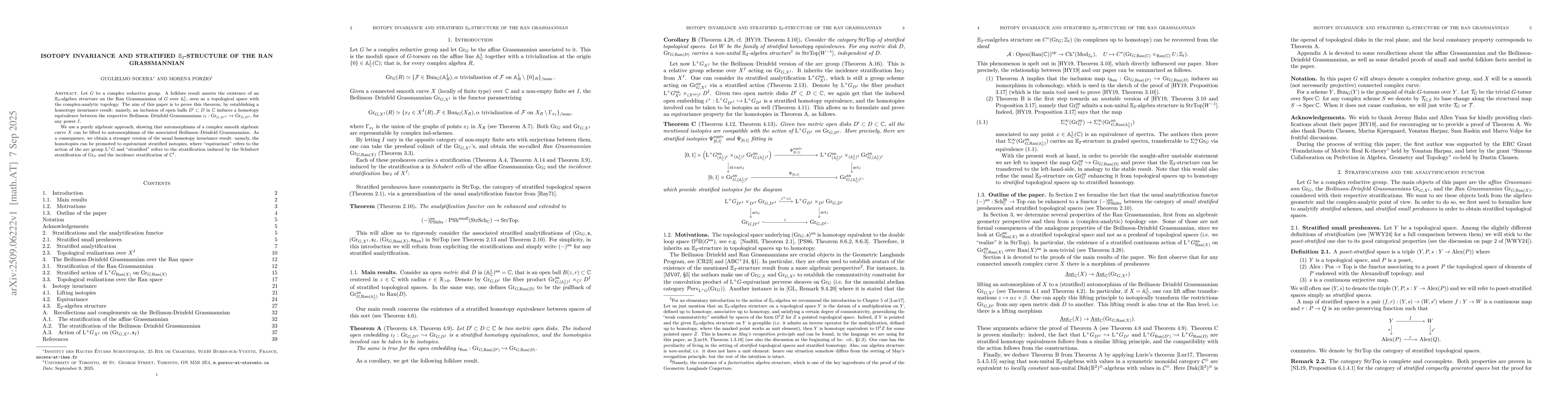 Thumbnail for Isotopy invariance and stratified $\mathbb{E}_2$-structure of the Ran
  Grassmannian